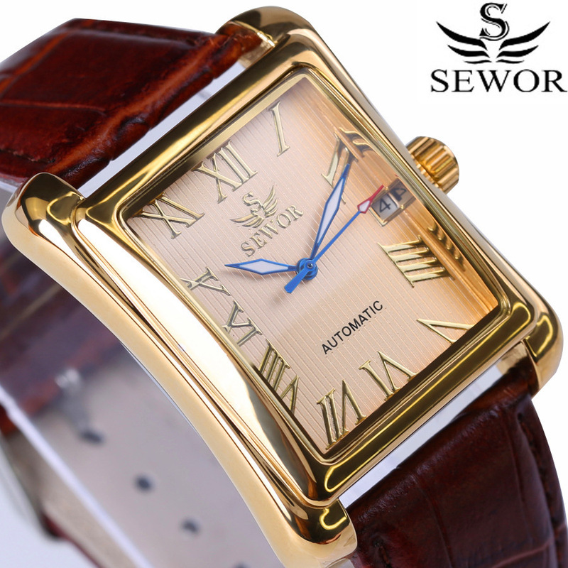 SEWOR siwoqizheng men's automatic mechanical watch square Belt Men's Watch calendar watch one-piece delivery SEWOR siwoqizheng men's automatic mechanical watch square Belt Men's Watch calendar watch one-piece delivery