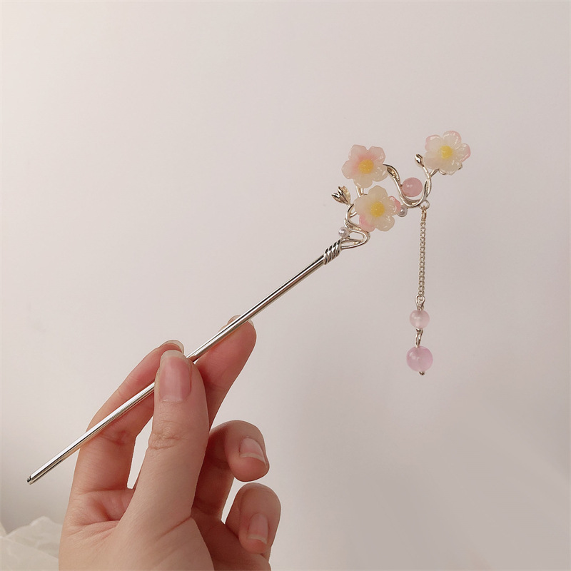 Temperamento antiguo Magnolia flecos horquilla nuevo tocado chino horquilla paso a paso horquilla cheongsam Hanfu horquilla horquilla accesorios para el cabello