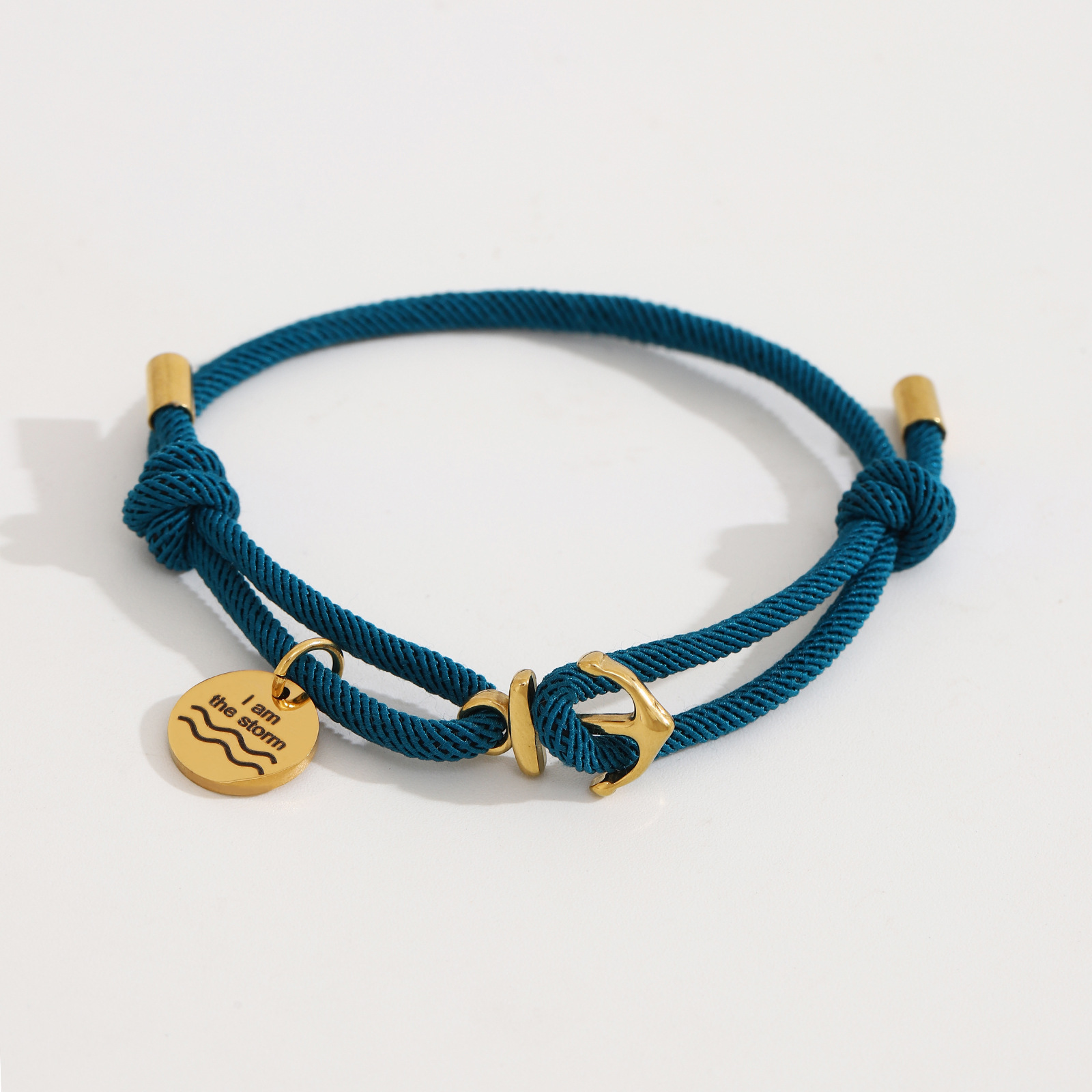 Round Anchor Milan Hole Blue Bracelet Gold Accessories
