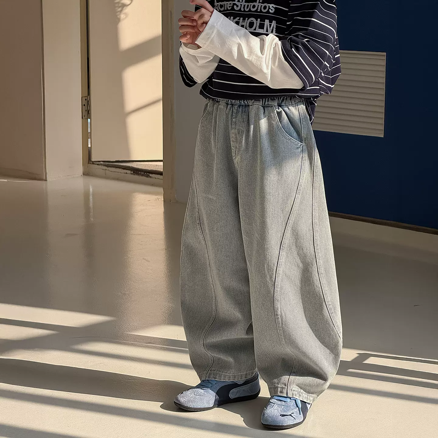 棉小铺男童牛仔裤儿童春季韩版2026新款潮酷宽松弯刀裤童装裤子潮