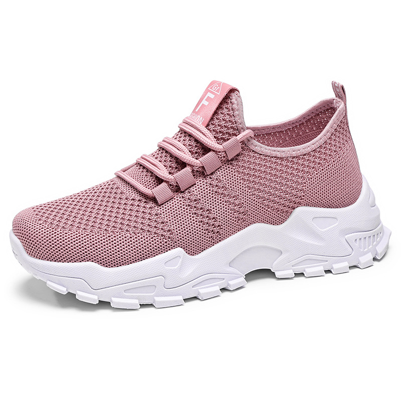 Zapatos de mujer, modelos versátiles de primavera, zapatillas deportivas de talla grande, zapatos de malla transpirable, zapatos ligeros y cómodos con suela gruesa, zapatos sencillos