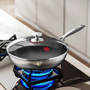 Kangbach Non-Stick Wok Honeycomb Wok 316 Stainless Steel Household Gas Induction Cooker Universal Wok