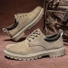 春夏季男鞋低帮马丁靴百搭休闲鞋透气工装靴厚底鞋子男正版皮鞋
