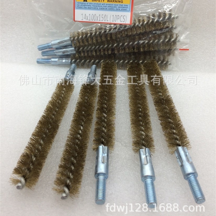 L+R+T螺纹管道铜丝刷冷凝器清洗刷管子刷除锈去毛刺带螺纹内孔刷