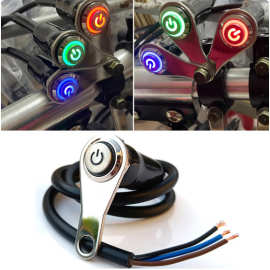 16MM按钮开关不锈钢支架大灯射灯开/关金属灯带灯通用12V摩托车