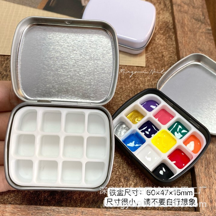 Manicure mini packing box ins style painted glue Nail Polish glue storage box watercolor packing grid 1.6ml 12-point grid