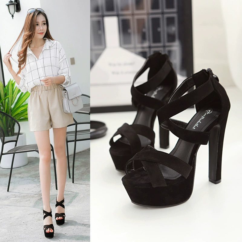 2021 летние новые европейские и американские модные женские туфли на высоком каблуке водонепроницаемые сандалии на полом блочном каблуке на платформе