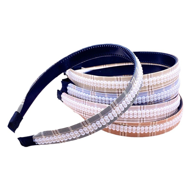 Nuevo estilo perla ensanchada tela arco diadema todo incluido diadema cabeza hebilla 2 yuanes tienda accesorios para el cabello accesorios para la cabeza