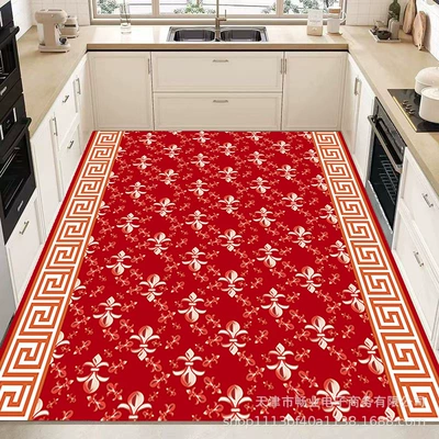 and Stain-Resistant Leather Carpet, Kitchen Leather — Avtomobil döşəmə paspasları - colorful-red-50x-80cm-small-size-please-be-careful