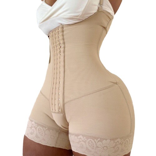Cross-border foreign trade four-row button shapewear bodysuit Fajas Colombianas Tummy Control thick mesh fabric