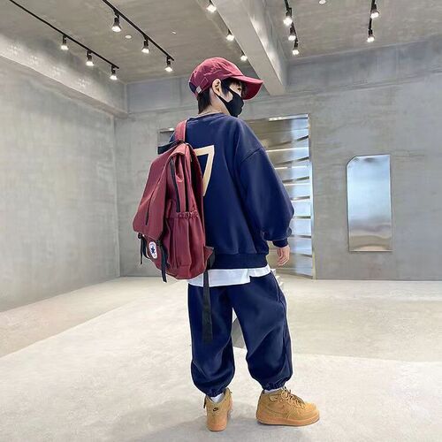 Boys' Spring Sports Suit  New Children's Clothing Spring and Autumn Style for Middle and Large Children to Hit the Street Spring Handsome Boy Trend