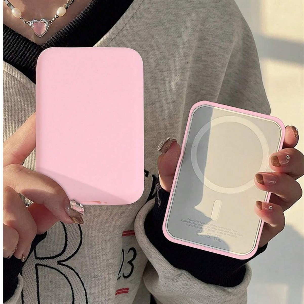 卡通小动物适用苹果Magsafe外接电池保护套充电宝磁吸无线壳磨砂