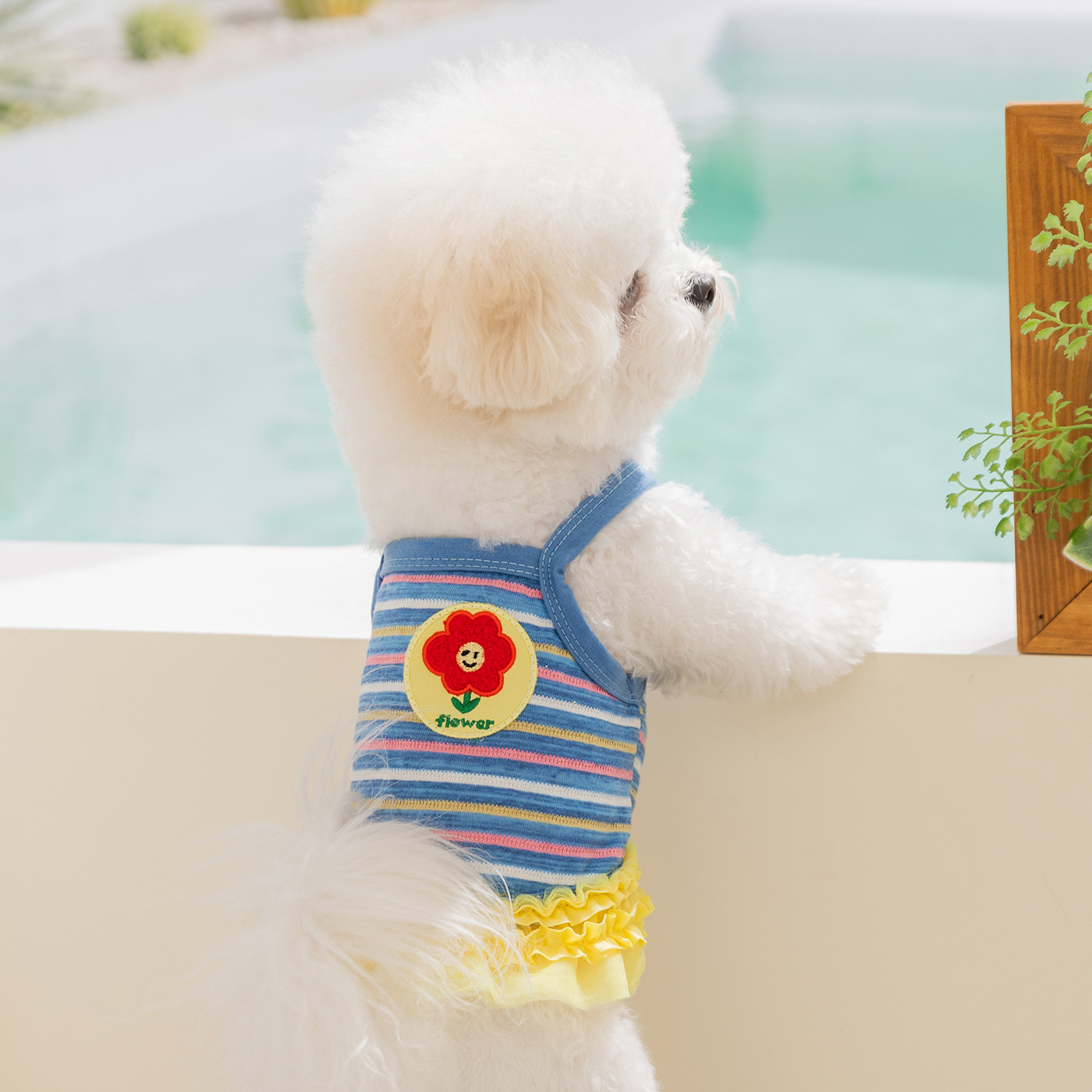 2026 New Dog Clothes: Striped Rabbit Floral Suspender Dress, Spring/Summer Thin Breathable Vest Pet Apparel_voghion.com