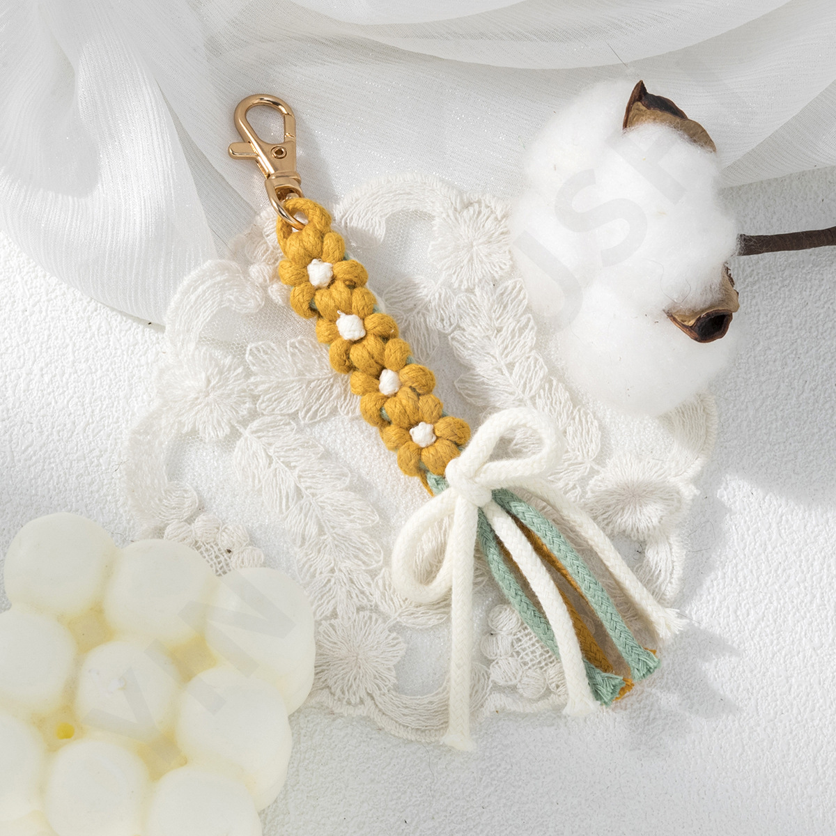 12g Weight Bag Pendant, Keychain Classification 1 Piece Quantity Casual, Daily Occasion Pure cotton Material Bow Knot Pattern Women's Gender Cute, Modern Style Style Cute Modern Style Bow Knot Pure Cotton Women's Bag Pendant Keychain 7