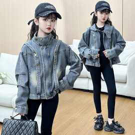 女童春装牛仔外套洋气新款儿童春秋夹克学生版女孩开春上衣开衫潮