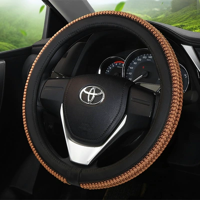 Steering wheel cover – leather cover feels good - distinguished-ice-silk-brown-b-38cm