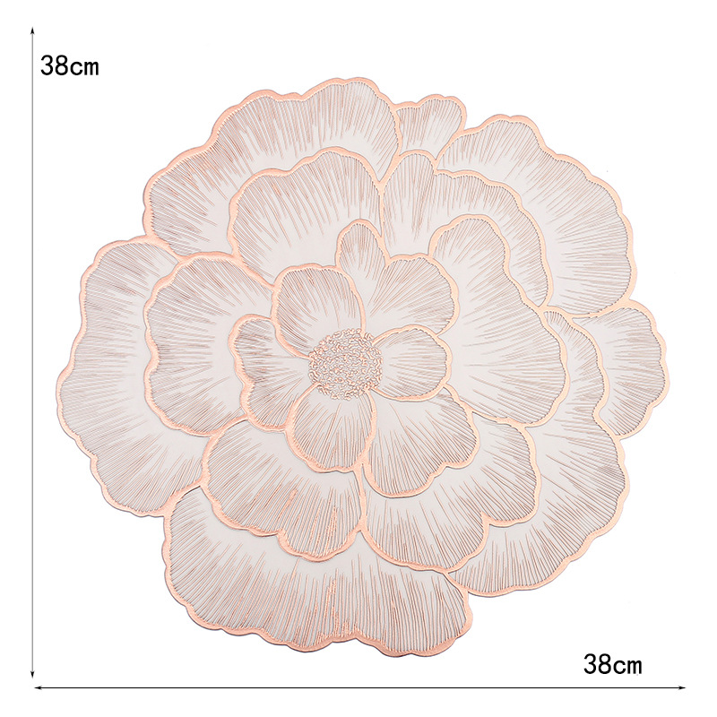 Amazonas rosa francesa esteras de PVC creativas flores de alto nivel esteras aislantes de comida occidental esteras de mesa de lujo ligeras