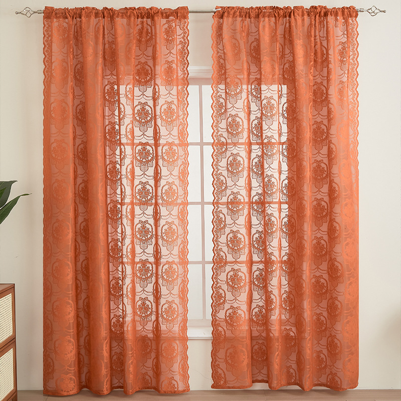 French Style Blackout Lace Curtains With Rod Pocket, Elegant_voghion.com