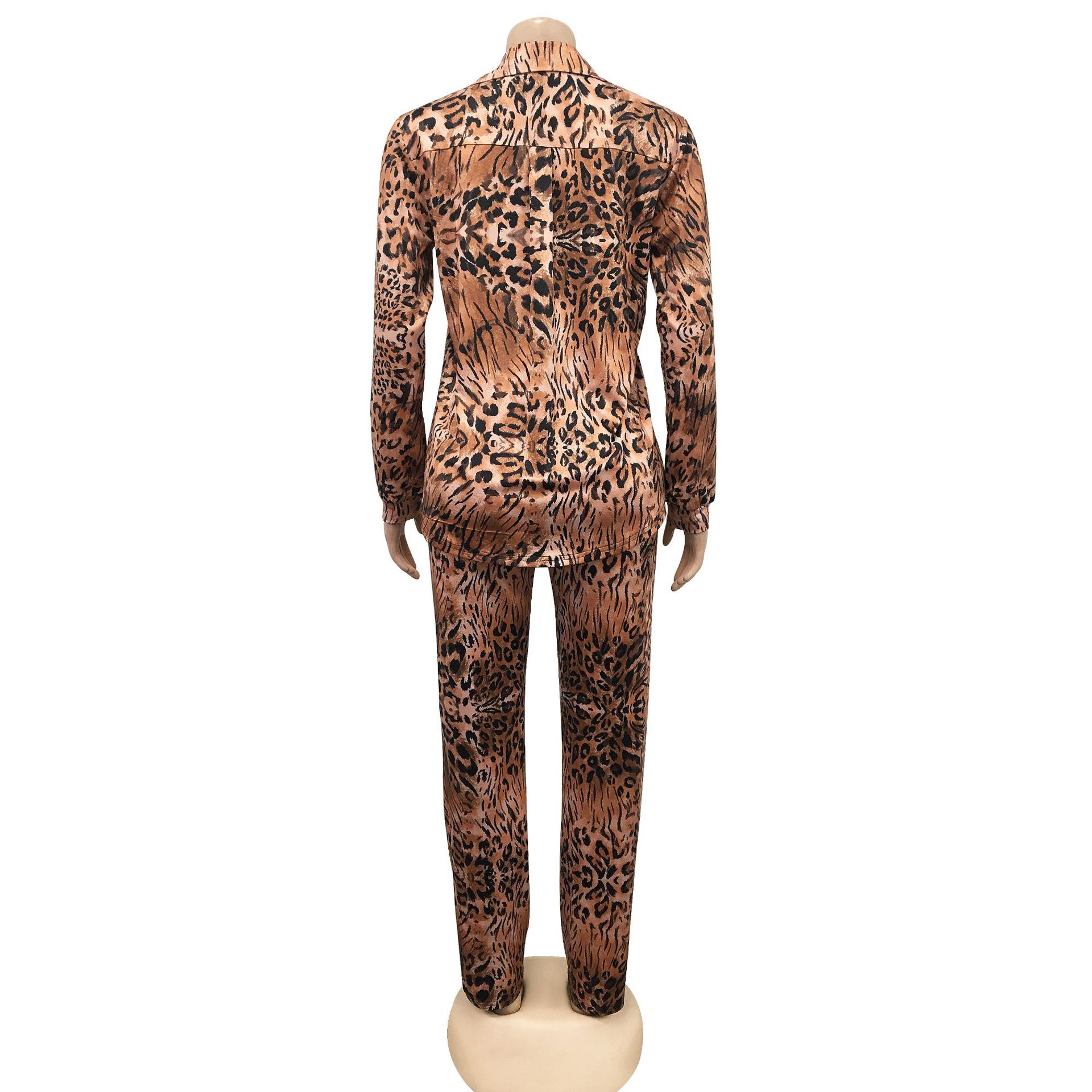 Women's Pant Set With Long Sleeved Collared Jacket And Trousers_voghion.com