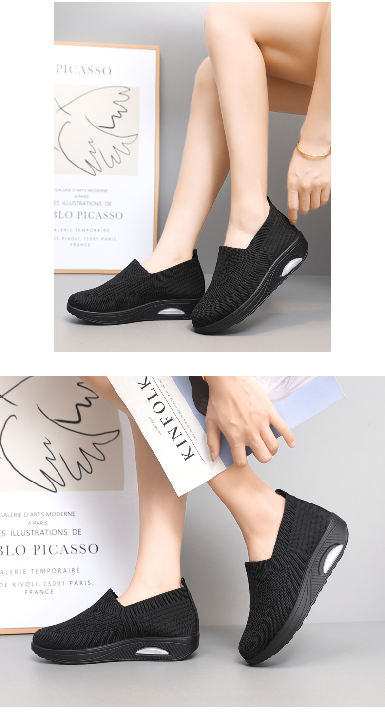 Women's New Spring Autumn Models, Fly-knit Mesh Slip-on Socks, Thick-soled Casual Shoes, Breathable And Lightweight_vogvips.com