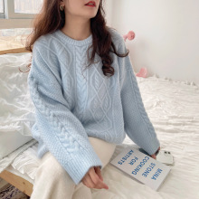 2025秋冬加厚软糯慵懒风麻花温柔系穿搭套头针织衫上衣外穿毛衣女