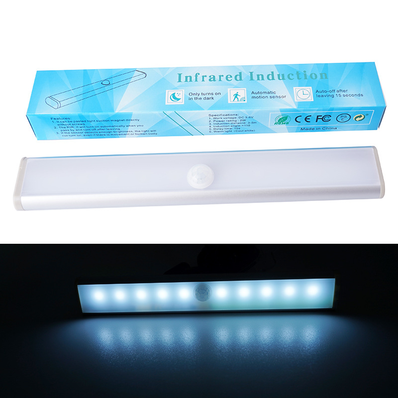 Luz de noche LED luz de inducción del cuerpo humano habitación larga en el hogar carga USB gabinete de vino de succión magnética armario armario luz de pasillo