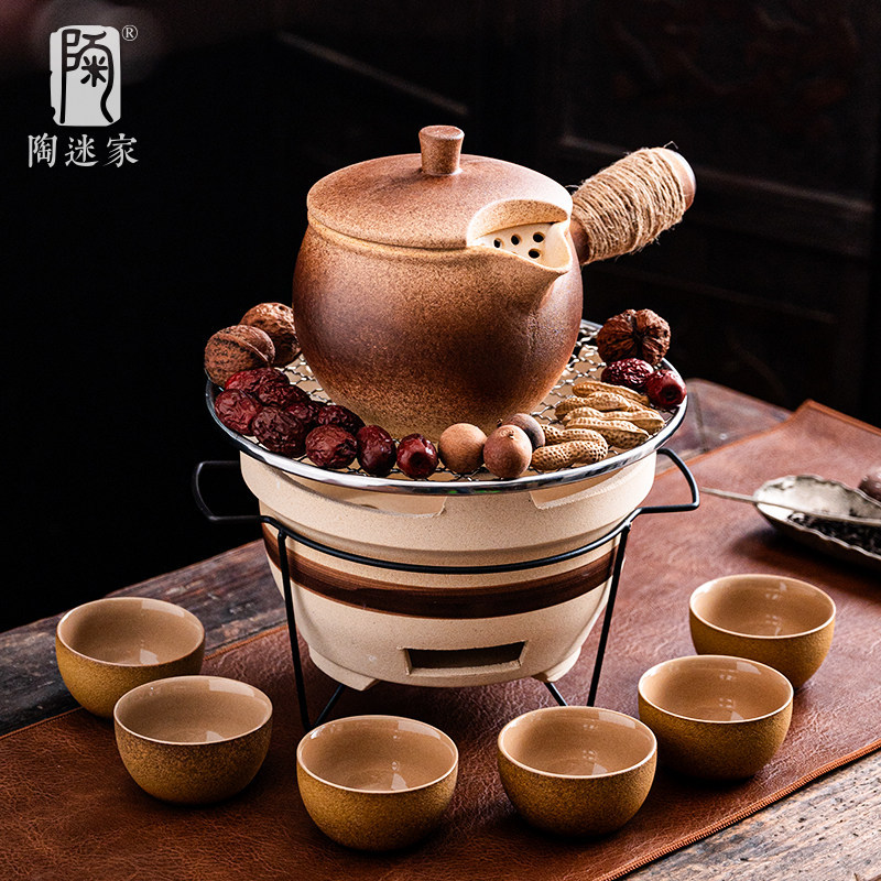 陶迷1200ML超大容量罐罐茶壶围炉煮茶烤奶茶土陶壶明火碳炉熬药罐