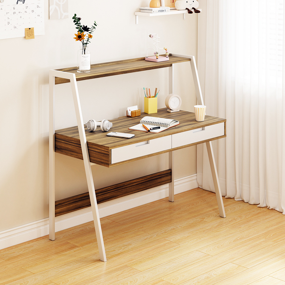 Escritorio de computadora con cajones, mesa para el hogar o dormitorio, escritorio de estudio moderno y sencillo, escritorio para apartamento pequeño