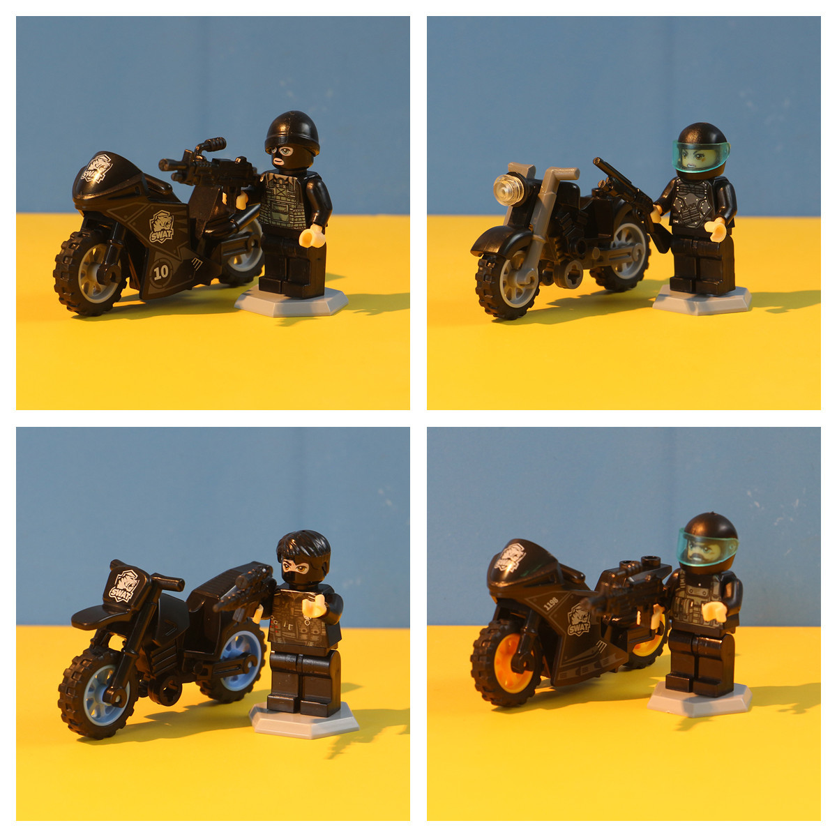 Starle 501B anti-terrorismo equipo de construcción de partículas pequeñas muñecas juguetes motocicleta coche de policía niños niños ensamblaje