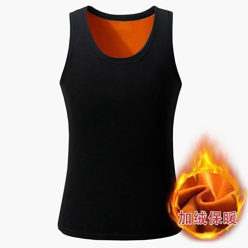Agregue terciopelo engrosado, imprescindible para hombres y mujeres en invierno, camisa de fondo ajustada, chaleco de terciopelo dorado, ropa interior térmica, chaleco de terciopelo, todo fósforo