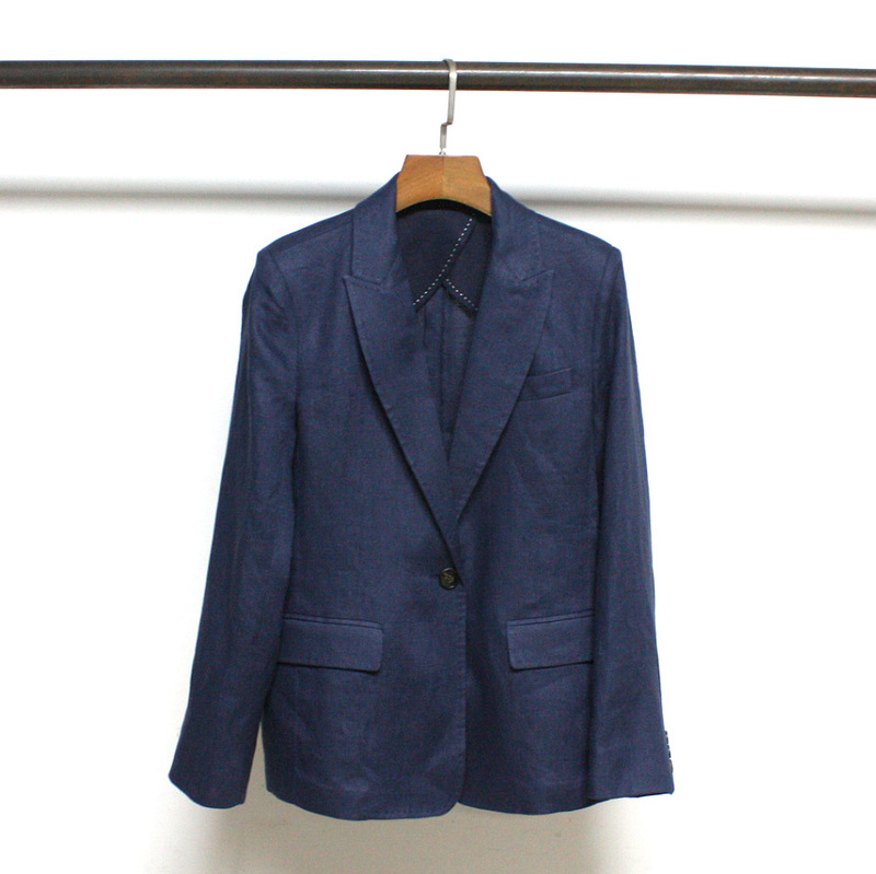 2023 Spring and Summer New Max Linen Slim Suit with Shoulder Pad Lining Slim Casual Workplace B Suit Jacket for Women