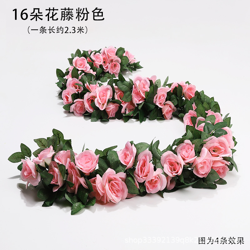 Boda flor artificial Rosa ratán flor artificial cama cabeza flor pared colgante hogar Decoración de la boda vid al por mayor