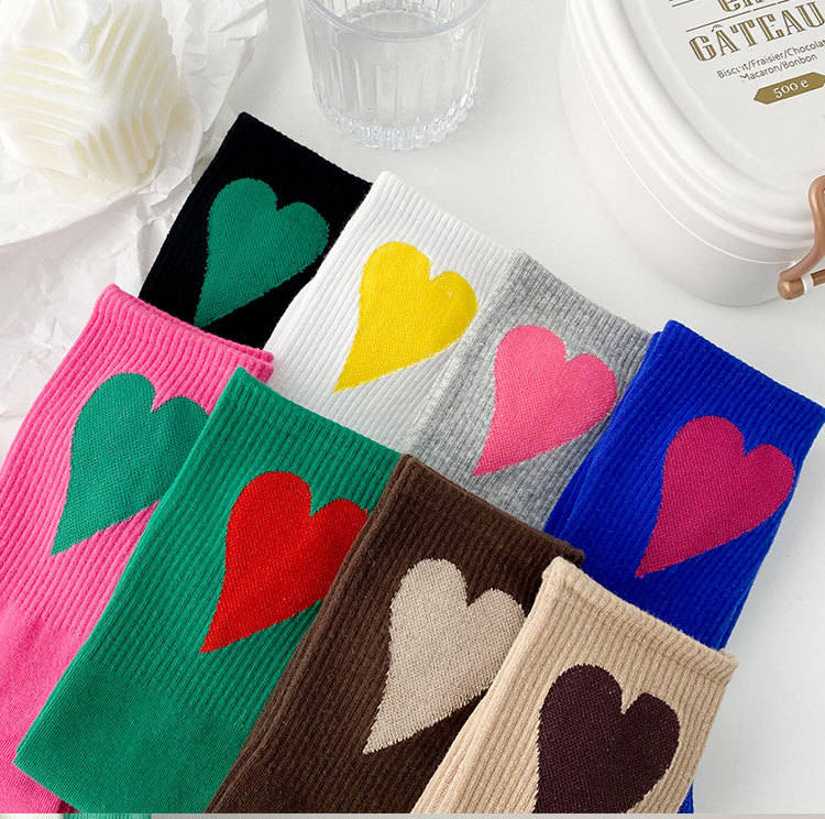 Stockings Lingerie Type Women's Simple Style Heart Shape Nylon Cotton Crew Socks A Pair