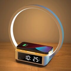 新型の無線充電の小夜灯欧米規格のプラグの携帯電話の急速充電時計の目覚まし時計のベッドの雰囲気は目の電気スタンドを保護します。