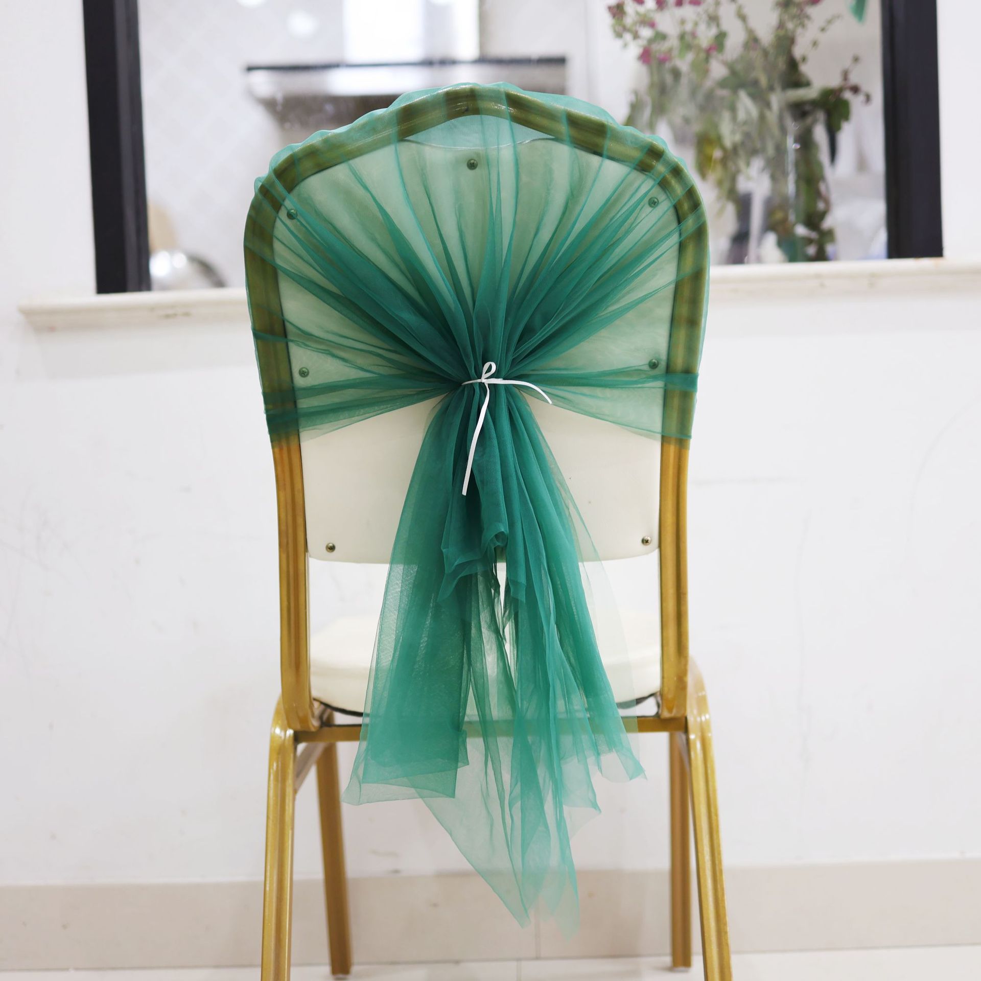 Transfronterizos silla trasera cubierta silla de decoración cintas de tela de banquete