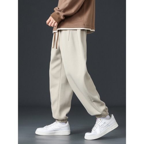 Casual Men's Loose-Fit Wide-Leg Joggers with Ankle Cuffs, Flowing Design, Trendy Korean-Style All-Match High-Street Sweatpants, Workwear Pants