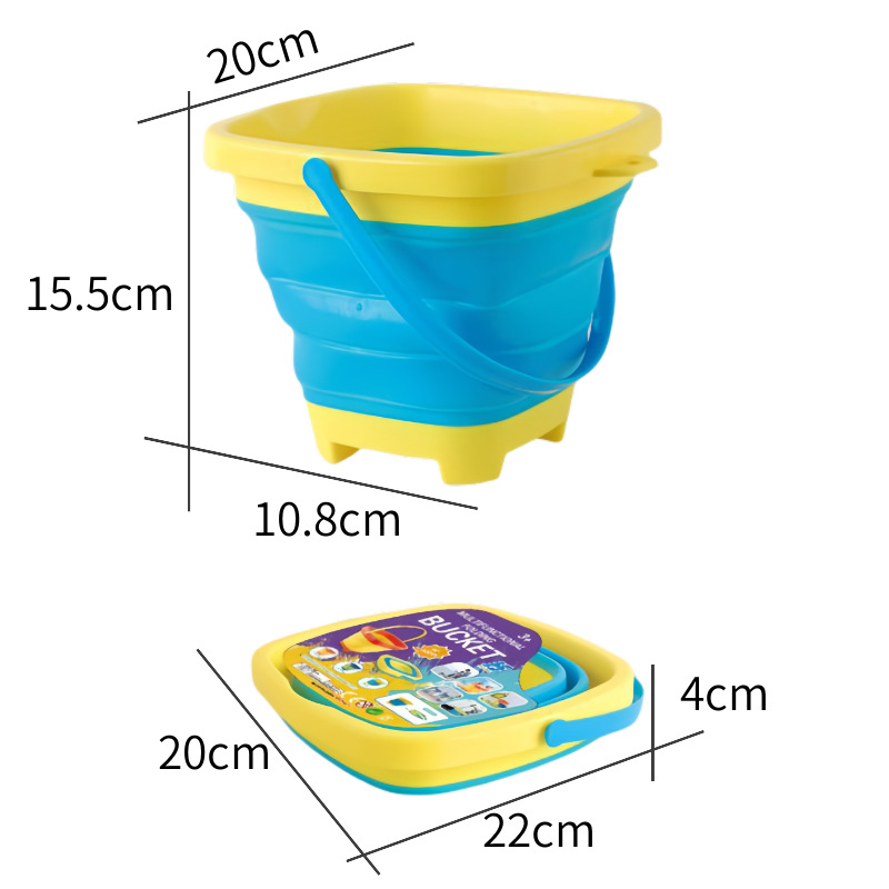 Barril de mano de castillo de playa plegable transfronterizo 2L bebé jugando en el agua arena goma suave retráctil cubo de silicona al por mayor
