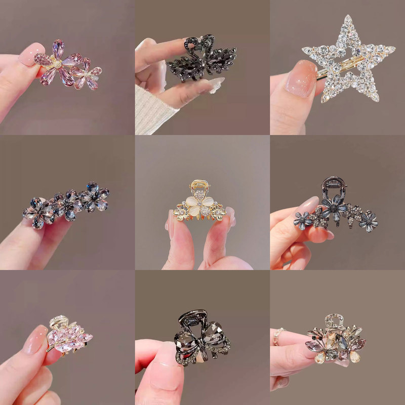 2025 New Style Crystal Hair Root Flower Side Hair Clip Korean Style Elegant Hair Accessory Cross-Border 2025 New Style Crystal Hair Root Flower Side Hair Clip Korean Style Elegant Hair Accessory Cross-Border