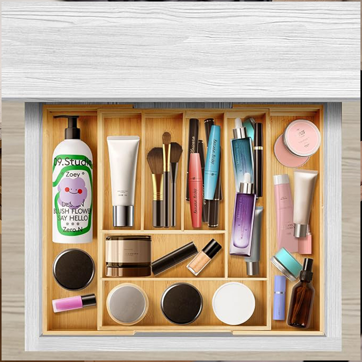 Caja de almacenamiento de bambú de retráctil cuchillo y tenedor de acabado de dibujo tipo