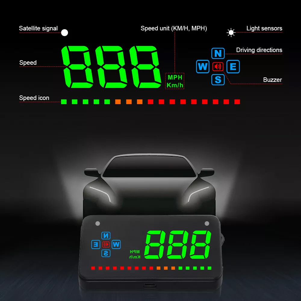 A2 3.5inch Gps Car Hud Head-Up Display Car Head-Up Display Speedometer Projector