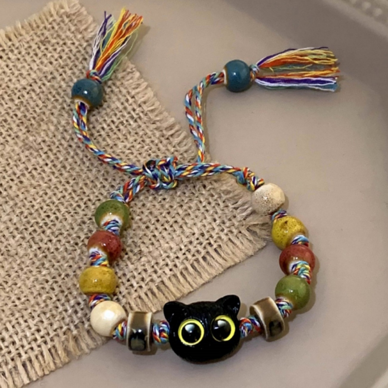 Ceramic Cat Bracelet For Women High-end Niche Design Accessory_voghion.com