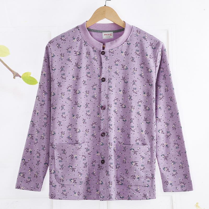 중노년 여성 가을옷, 노인용 순면 속옷, 순면 할머니 가디건 속옷, 오픈 플래킷, 따뜻한 옷, 가을 겨울