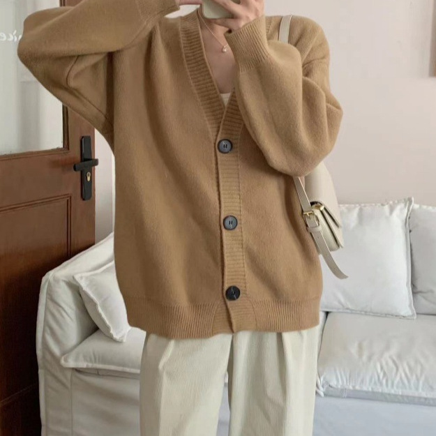 24 invierno Puyuan suéter khaki chaqueta mujer engrosado 2024 otoño invierno nuevo estilo coreano image 1