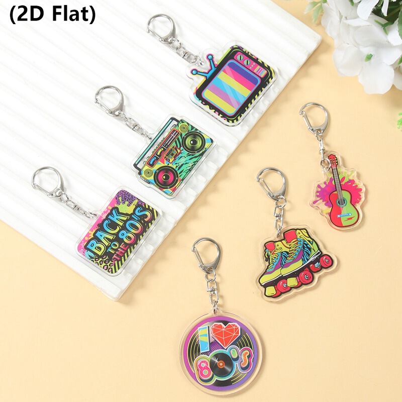 80S and 90S Themed Double-Sided Acrylic Keychain Pendant Retro Disco Party Small Gift Backpack Decoration 80S and 90S Themed Double-Sided Acrylic Keychain Pendant Retro Disco Party Small Gift Backpack Decoration