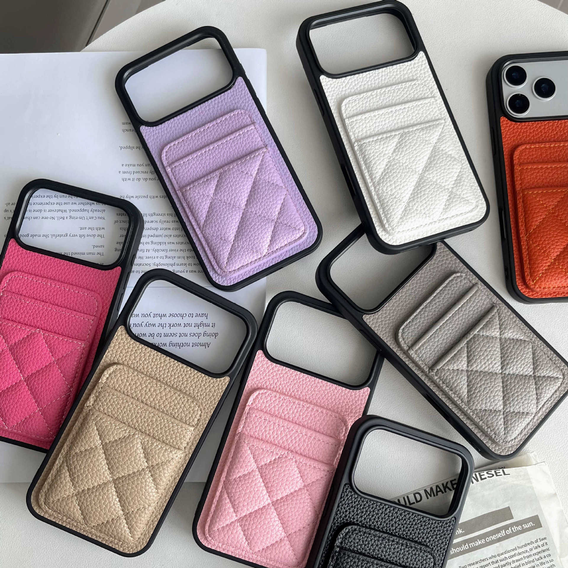 Suitable for Export Lambskin Pickup Leather Case Leather Texture Mobile Phone Case Apple Vivo Samsung Huawei Iphone16Pro