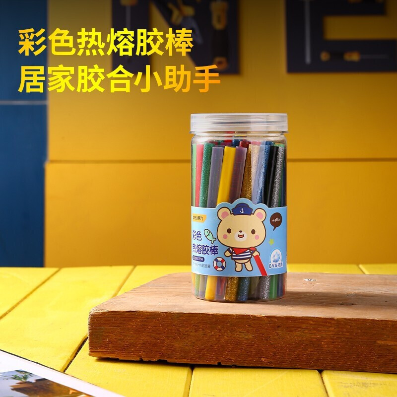 Deli DL390055B Colorful High-Viscosity Hot Melt Glue Gun Hot Melt Glue Stick Glue Strips 55 Pack 7mm*100mm