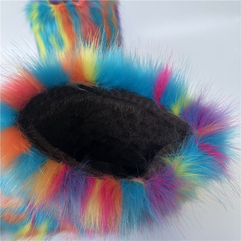 Bottes de neige mi-tubes surdimensionnées en fourrure épaisse_voghion.com