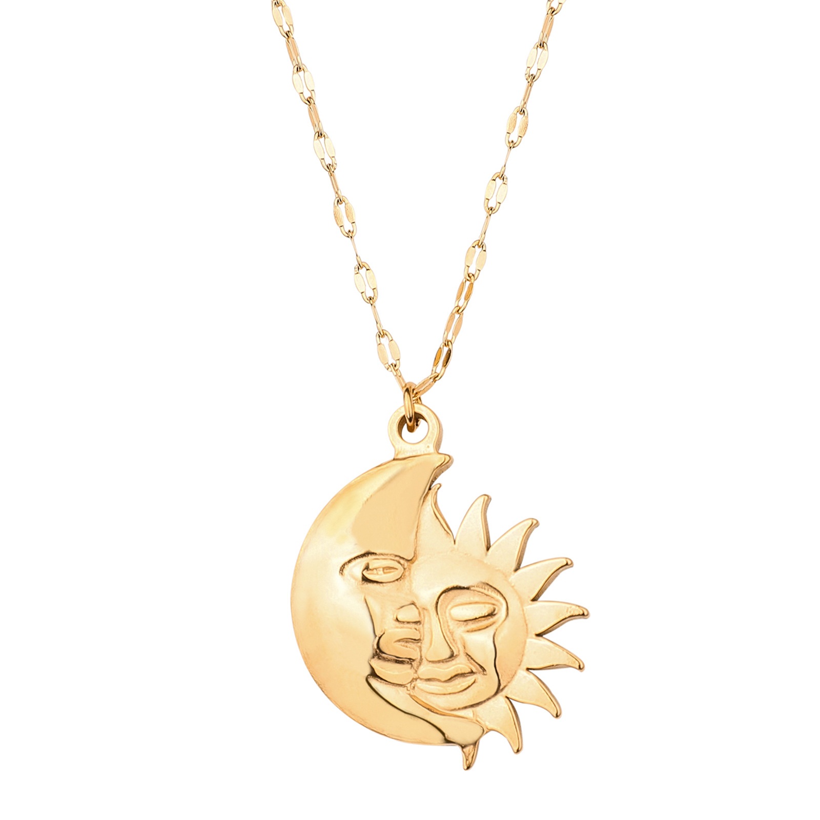 Casual Simple Style Sun Moon Tree Stainless Steel Polishing Plating Pendant Necklace_colorza_5