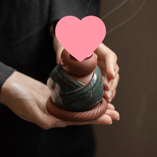 Retro Chinese-Style Ceramic Plate Incense Burner, Personalized Little Monk Household Sandalwood Incense Burner, Zen Ornaments, Tea Ceremony Incense Burner
