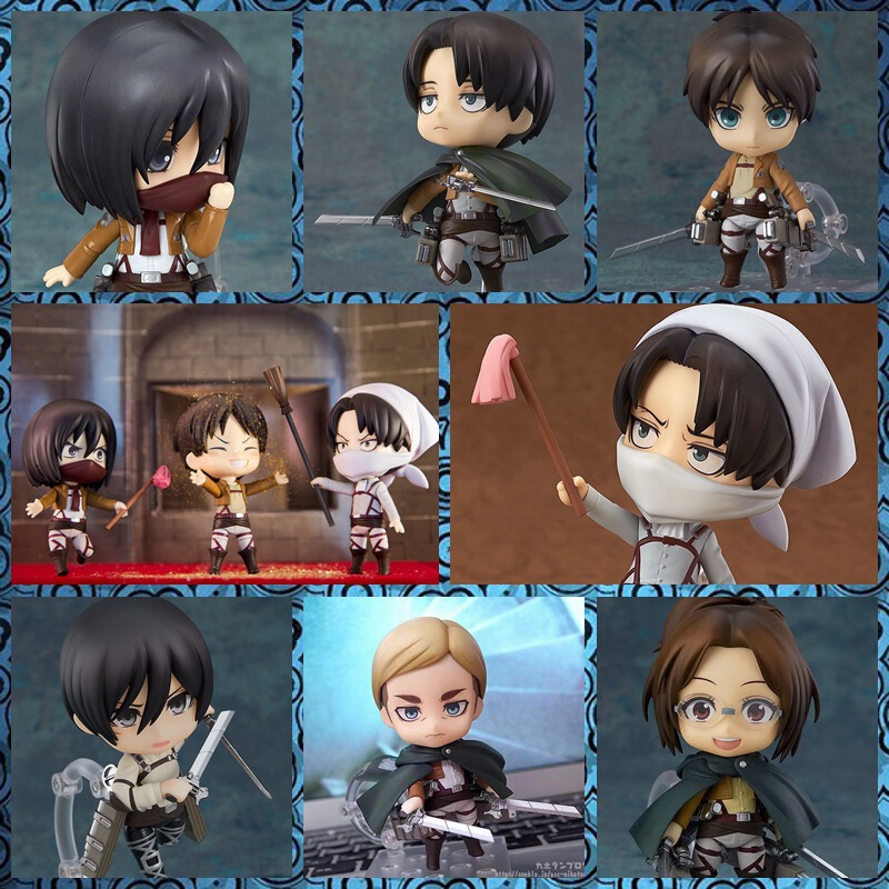 Q-Version Clay Figures Attack on Titan 2000 Soldier Captain Levi Mikasa Eren Face-Changing Figurine Display Piece
